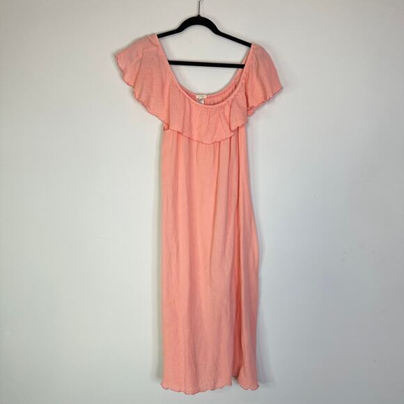 Eberjey Nomad Florence Off Shoulder Midi Dress in Candlelight Peach Size small - Picture 3 of 7